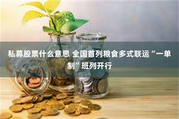 私募股票什么意思 全国首列粮食多式联运“一单制”班列开行