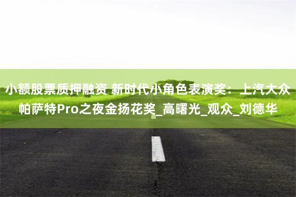 小额股票质押融资 新时代小角色表演奖：上汽大众帕萨特Pro之夜金扬花奖_高曙光_观众_刘德华